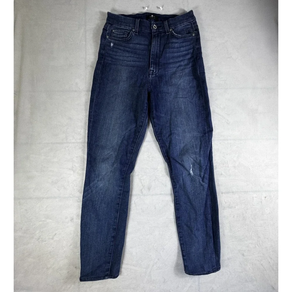 7 For All Mankind Womens Skinny Jeans Blue Denim Stretch 5 Pockets Outdoor 27